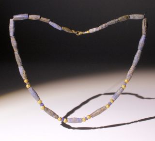 Ancient Lapis Lazuli & Gold Bead Necklace - Circa 2nd Century Ad