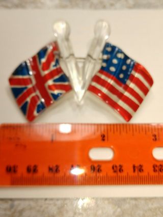 Wwii British & American Flag V For Victory Brooch Pin Lucite/plastic Htf
