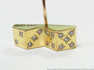 Heavy 18k Gold Diamond Dice Stick Tie Collar Lapel Pin 7 - 11 Gamblers Vegas 3.  8gr 2