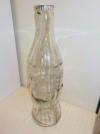 Large 20 " Coca - Cola Coke Clear Glass Bottle With Metal Cap