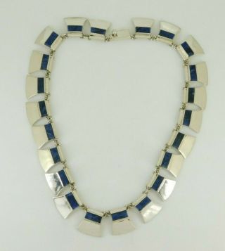 Vintage J Comes Taxco Mexico 925 Sterling Silver Sodalite Necklace 16 3/4 " Long