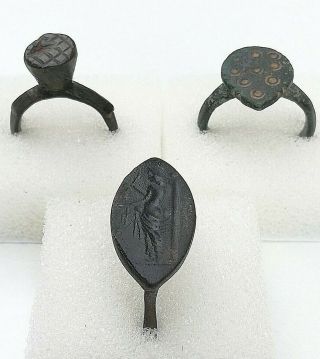 3 Ancient Antique Roman Bronze Rings