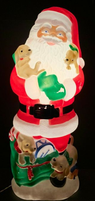 Vintage Tpi Santa Claus With Puppies Light Up Blow Mold Christmas 42 " Holiday Htf