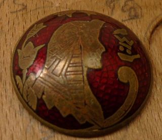 Wow 3/4 " Enameled Lady Dome Brass Antique Button 19:1