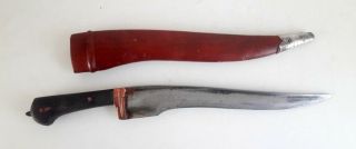 Vintage Old Hand Carved Solid Iron Blade Metal Wood Hilt Safety Knife Dagger