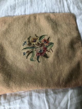 Vintage Floral Needlepoint Pillow Cushion Slip Cover