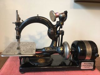 Antique Willcox & Gibbs Chain Stitch Sewing Machine With Motor And Base