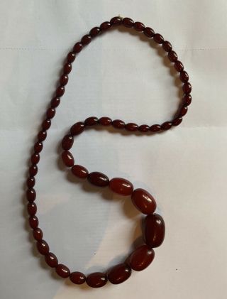 Deco Old Vintage Faturan Cherry Amber Bakelite Bead Necklace 38.  4 Grams