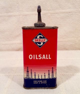 Exc.  Vintage Skelly Oilsall 4 Oz.  Household Oil Tin With Lead Spout And Cap