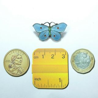 Antique Silver & Blue Guilloche Enamel Butterfly Brooch By J Atkins & Sons Ja&s