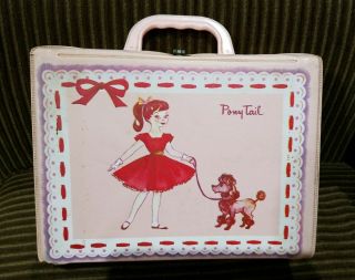 Vtg Pony Tail Case Lunch Box 1960 By Thermos Pink Poodle,  Handle,  No Name