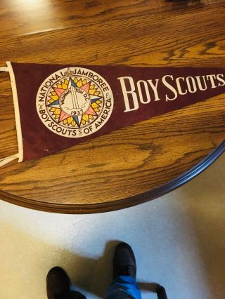 Vintage 1937 Boy Scouts Of America National Jamboree Fell Pennant