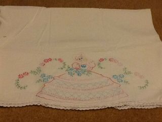 2 Different Vintage Hand Embroidered Pillow Cases
