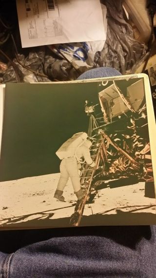 1969 Nasa Apollo 11 Buzz Aldrin Descending Down Ladder " A Kodak Paper 8x8 Photo