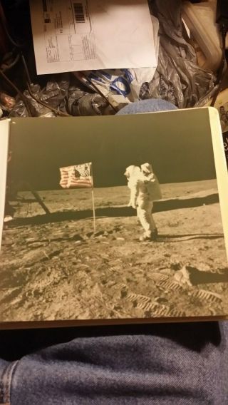 1969 Nasa Apollo 11 Buzz Aldrin Saluting Flag " A Kodak Paper 8x8 Photo