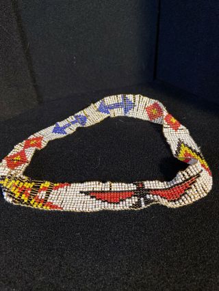 Vintage Native American - Style Thunderbird Glass Bead Stretch Hat Band