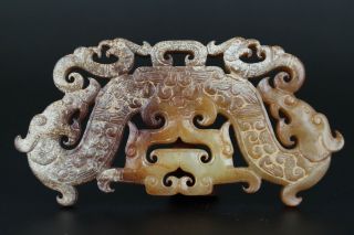 One Fine Chinese Ancient Han Jade Carving Dragon Phoenix Ornament Pendant 0034
