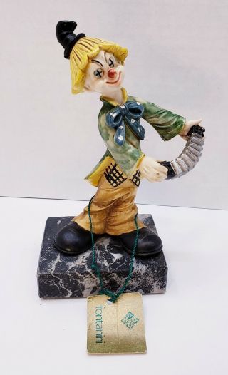 Vintage Fontanini Depose Italy Clown Figurine Accordion Player Carrara Marble 6 "
