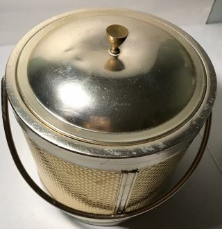 VTG 1960s MID Century Modern Gold Metal Swanky Barware Ice Bucket Cooler Italy 2