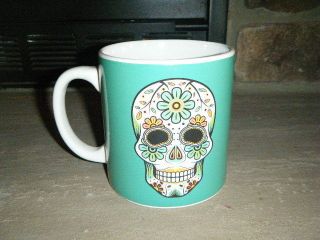 Sugar Skulls Day Of The Dead Giant Teal 20 Oz Coffee Cup Mug 2 Sided Print