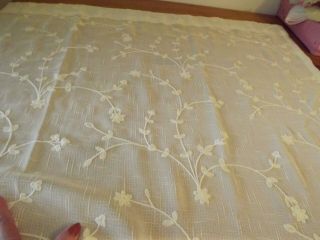 B.  Smith Ivory Curtain Panel Embroidered Flowers Cream On Cream 50wx83 " 2 Availa