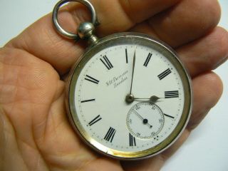 Large Vintage 1894 J.  W Benson Of London Solid Silver Pocket Watch Needs Tlc