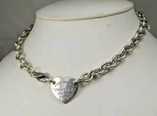 Tiffany & Co 925 Sterling Silver Heart Necklace 15.  25 " 53.  9g Please Return
