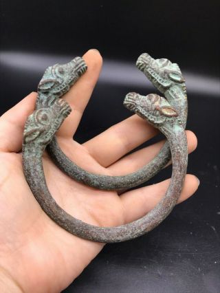 Two Very Beautifull Old Bronze Horses Heads Unique Bangel