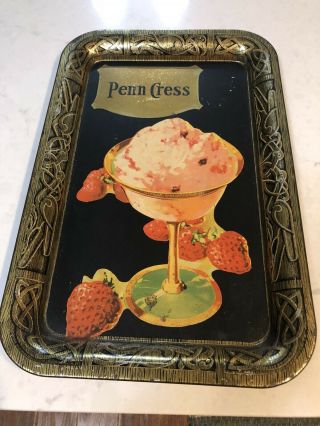 Vintage Rare Penn Cress Ice Cream Tray Sign Cresson Pa.  Art Deco