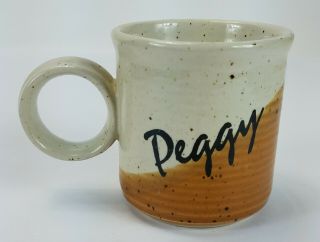 1983 Clay In Mind Hand Crafted Ceramic Studio Pottery Mug Peggy