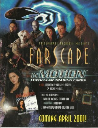 2001 Farscape: In Motion (inkworks) Ad/sell Sheet " Two - Sided " Uncirculated/mint