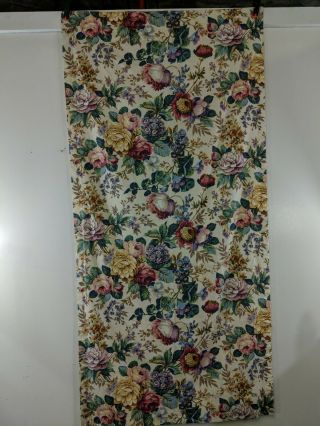 B5 Vintage Floral Curtain 1 Panel Lined Roses Off White Handmade Weighted