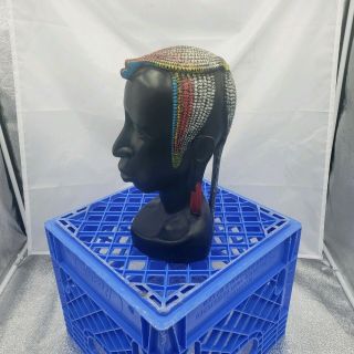 African American Woman Black Female Head Bust Sculpture Art Tribal 2