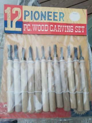 Vintage Pioneer Pc.  Wood Chisel Carving Set Of 12 Wood Carving Tools