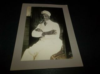 Dated 1907 Black Americana Photo - Named Man In Chef Or Baker Hat & Coat W/ Pipe