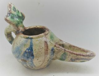 Finest Circa 1200 - 1300ad.  Ancient Islamic Glazed Seljuk Oil Lamp
