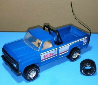 Vtg Tonka 4x4 Pick - Up Truck No.  11062 Pressed Steel Blue W/spare Tire & Bed Bar