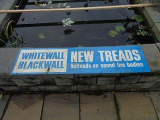 Vintage Advertising Sign Whitewall Blackwall Tire Sign Tin Metal Garage Station