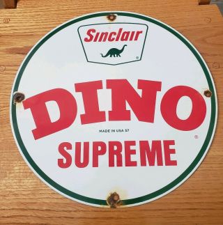 (for Greadam) Vintage 1957 Sinclair Dino Gasoline Porcelain Sign Service Station
