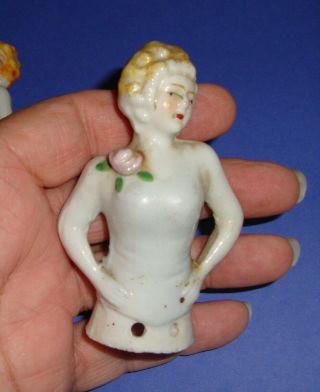 Vintage Porcelain Half Doll Pincushion Japan 3 - 1/2 " Tall