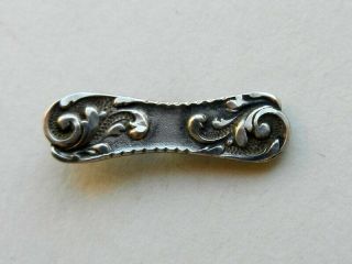 Antique Sterling Silver Delicate And Fancy Scrolled Bar Button 7/8”