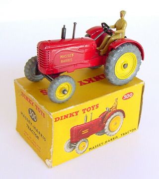 1950s Meccano Dinky Boxed No.  300 Massey Harris Tractor Red Diecast