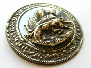 Antique 2 Part Metal Hunt Button St Hubert ' s Hounds Hunting Dogs Fancy Border 2