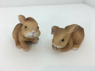 Two Homco Porcelain Ceramic Rabbits Easter Bunny Figurines Collectibles 1465