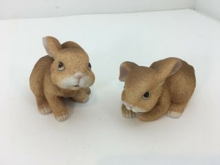 Two Homco Porcelain Ceramic Rabbits Easter Bunny Figurines Collectibles 1465 2