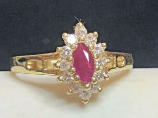 Vintage Estate 18k Gold Natural Diamond Red Ruby Ring Appraisal Engagement