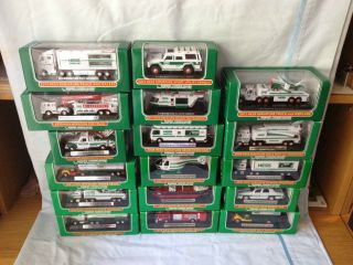 Complete Set - (17) Hess Mini Trucks 1998 - 2014 Direct From The Factory Case -