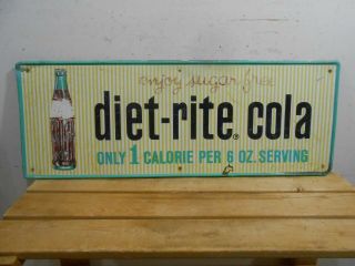 Vintage 1961 Diet Rite Cola 32 " X 12 " Soda Bottle Tin Sign