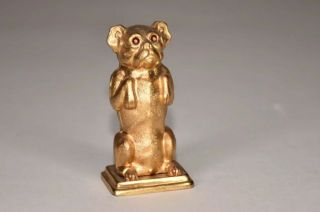 Antique Brass Begging Dog W/ruby Eyes Figural Tape Measure - 2 - 1/2”h