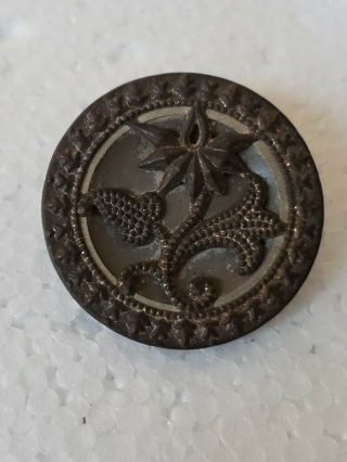 Large Antique Vintage Victorian Metal Picture Button Flower Awesome Detail